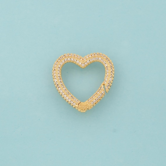Gold Push Door Clasp,Snap Jewelry Clasp,Heart Clasp for DIY Jewelry Making,18K Gold