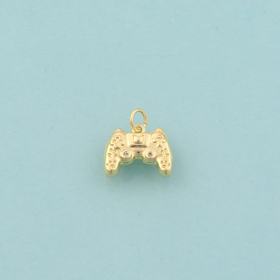 Gold CZ Gamepad Charms,Gamepad Jewelry,Gamepad Pendant for DIY Jewelry Making,18K Gold