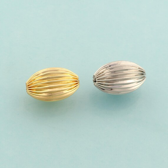 Gold Corrugated Rice Spacer Beads,Tube Beads,Corrugated Beads for DIY Jewelry Making,18K Gold