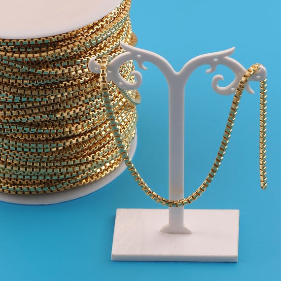 Gold Box Chain,Special Jewelry Chain,Semi-Finished Product Chain for DIY Jewelry Making,18K Gold