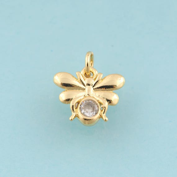 5 pcs Gold Bee Charms,Insect Jewelry,Bee Pendant,for DIY Jewelry Making,18K Gold