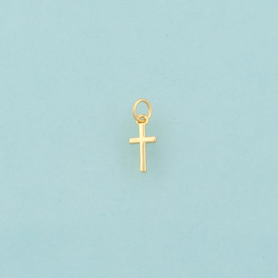Gold Cross Charms,Religious Jewelry,Christian Pendant for DIY Jewelry Making,18K Gold