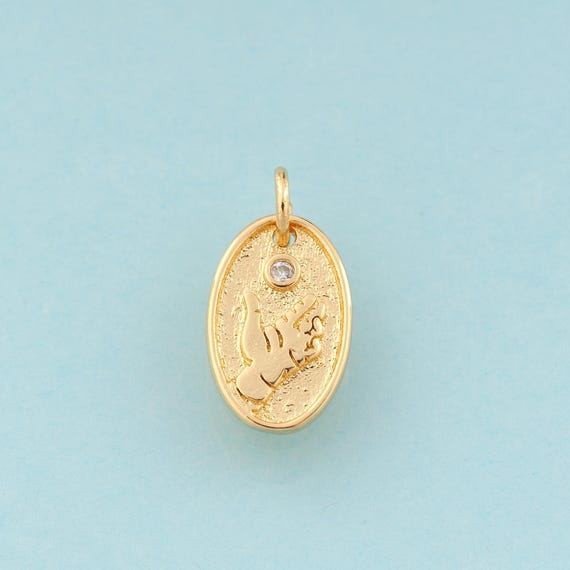 Gold CZ Gesture Charms,Oval Jewelry,Hand Pendant for DIY Jewelry Making,18K Gold