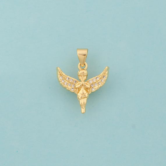 Gold CZ Angel Charms,Cupid Jewelry,Angel Pendant for DIY Jewelry Making,18K Gold