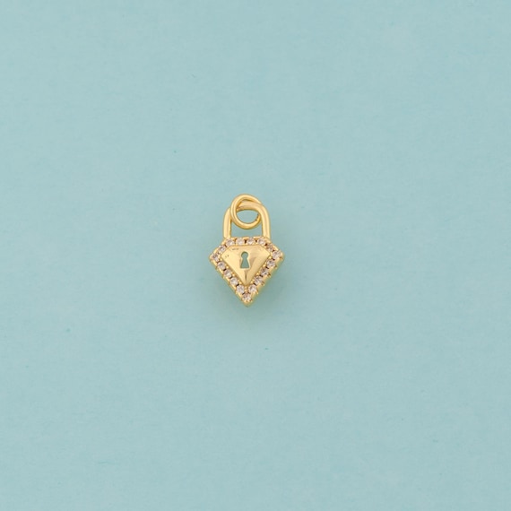 Gold CZ Lock Charms,Diamond Jewelry,Lock Pendant for DIY Jewelry Making,18K Gold