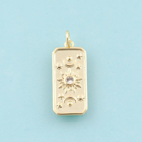 Gold CZ Moon Charms,Star Jewelry,Sun Pendant for DIY Jewelry Making,18K Gold