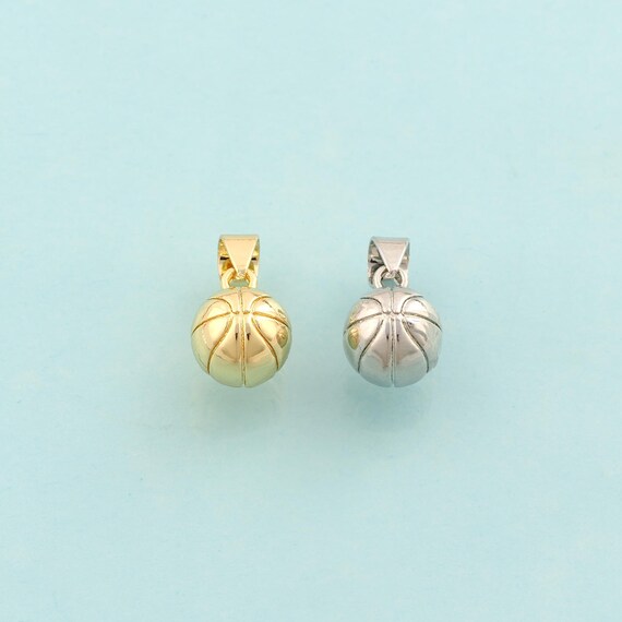 Gold Basketball Charms,Sports Jewelry,Basketball Pendant for DIY Jewelry Making,18K Gold