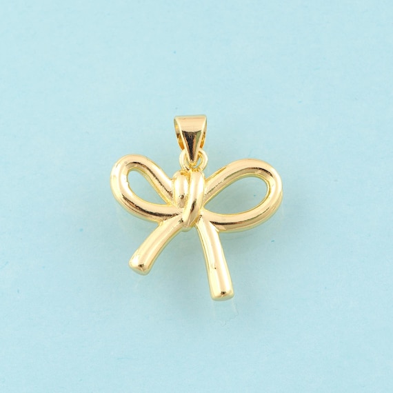 Gold Bow Charms,Bow Jewelry,Bow Pendant for DIY Jewelry Making,18K Gold