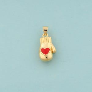 Gold Glove Charms,Heart Jewelry,Enamel Glove Pendant for DIY Jewelry Making,18K Gold