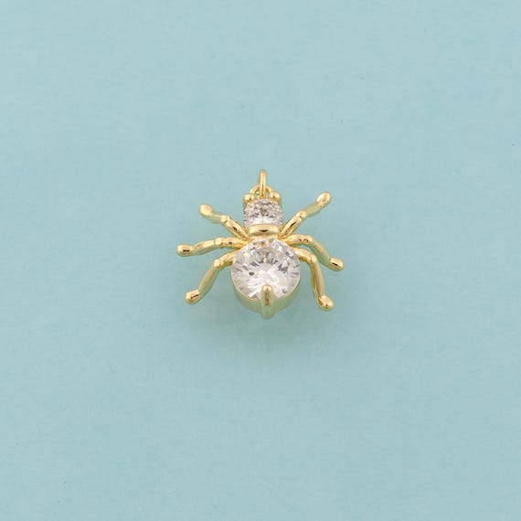 Gold CZ Spider Charms,Spider Jewelry,Spider Pendant for DIY Jewelry Making,18K Gold