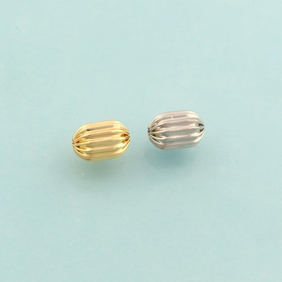 Gold Corrugated Spacer Beads,Tube Beads,Corrugated Beads for DIY Jewelry Making,18K Gold