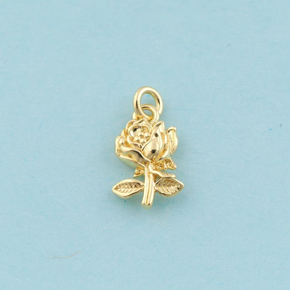 Gold Flower Charms,Plant Jewelry,Flower Pendant for DIY Jewelry Making,18K Gold