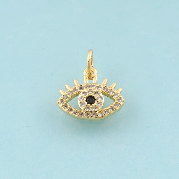 Gold CZ Evil Eye Charms,Devil Eye Jewelry,Eye Pendant for DIY Jewelry Making,18K Gold