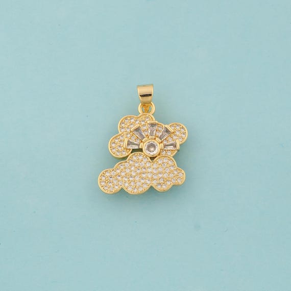 Gold CZ Cloud Charms,Cloud Jewelry,Cloud Pendant for DIY Jewelry Making,18K Gold