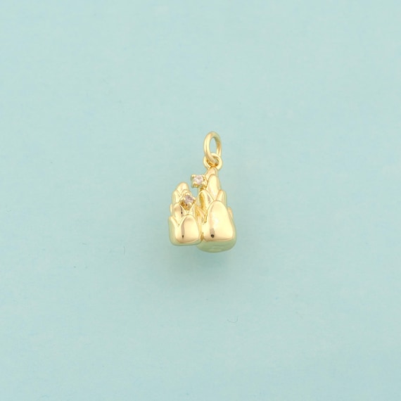 Gold CZ Bamboo Shoot Charms,Bamboo Shoot Jewelry,Bamboo Shoot Pendant for DIY Jewelry Making,18K Gold