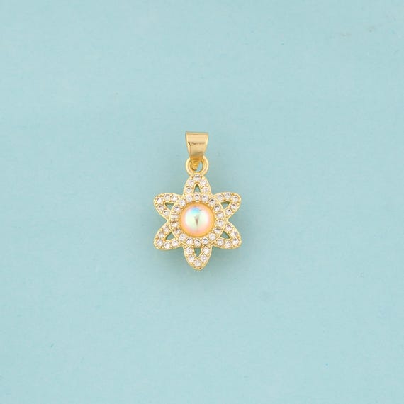 Gold CZ Hexagram Charms,Hexagram Jewelry,Hexagram Pendant for DIY Jewelry Making,18K Gold
