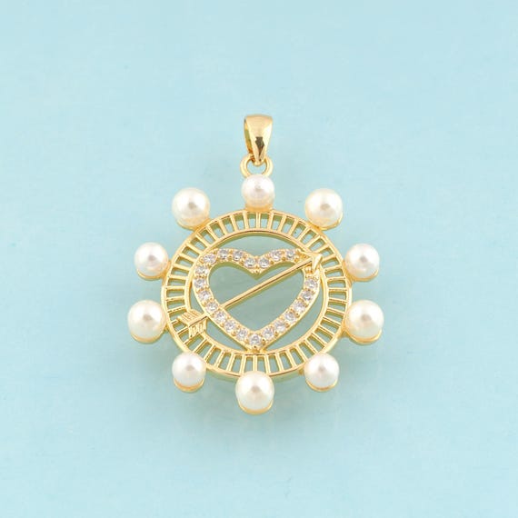 Gold CZ Cupid Charms,Arrow Jewelry,Cupid Pendant for DIY Jewelry Making,18K Gold