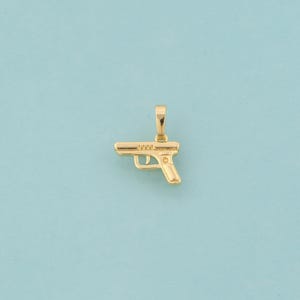 Gold Weapons Charms,Gun Jewelry,Pistol Pendant for DIY Jewelry Making,18K Gold