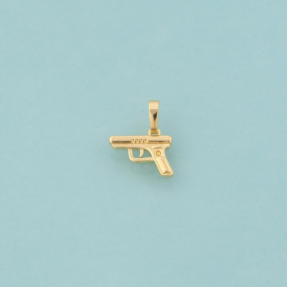 Gold Weapons Charms,Gun Jewelry,Pistol Pendant for DIY Jewelry Making,18K Gold