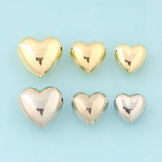 CZ Heart Charms,Puffed Heart Jewelry,Minimalist Pendent for DIY Jewelry Making,18K Gold & Rhodium