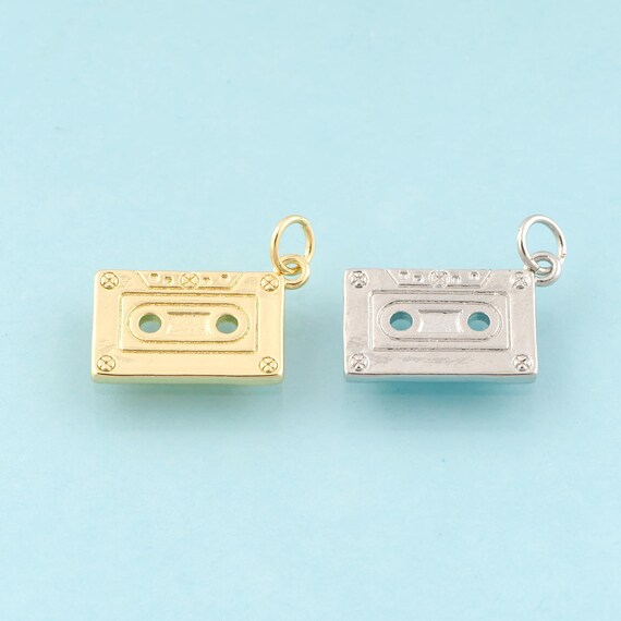 Gold Tape Charms,Square Jewelry,Square Pendant for DIY Jewelry Making,18K Gold & Rhodium
