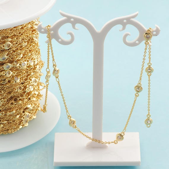Gold Heart Chain,Special Jewelry Chain,Semi-Finished Product Chain for DIY Jewelry Making,18K Gold