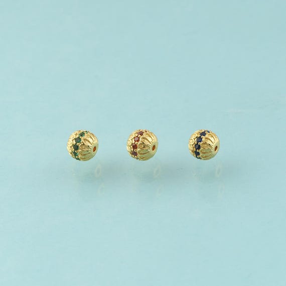 CZ Round Spacer Beads,Tube Beads,Round Beads for DIY Jewelry Making,18K Gold