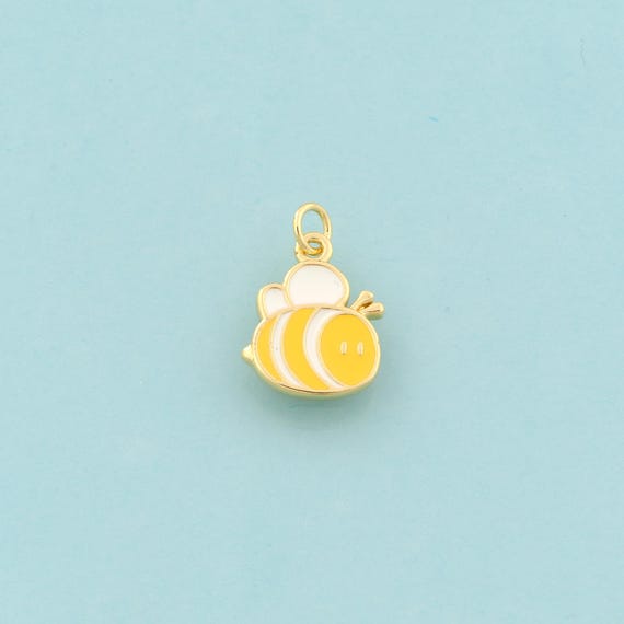 Gold Bee Charms,Insect Jewelry,Enamel Bee Pendant for DIY Jewelry Making,18K Gold