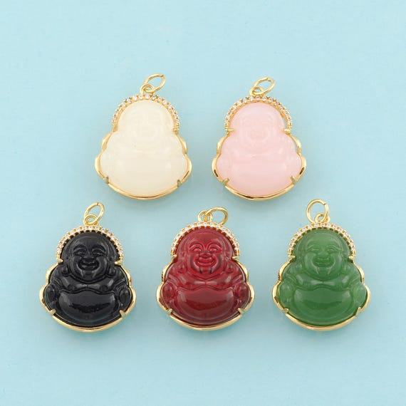 Gold Enamel Maitreya Buddha Charms,Religion Jewelry,Buddha Pendant for DIY Jewelry Making,18K Gold