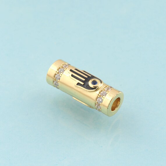 CZ Round Tube Spacer Beads,Enamel Fatima Beads,Hamsa Beads for DIY Jewelry Making,18K Gold