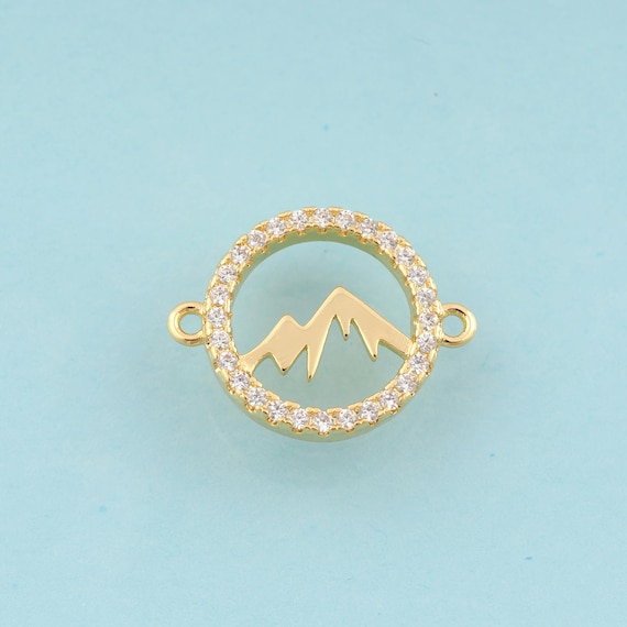 Gold CZ Mountain Connector,Mountain Jewelry Connector,Mountain Connector for DIY Jewelry Making,18K Gold