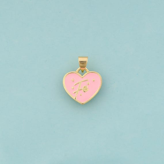 Gold Heart Charms,Fe Jewelry,Enamel Letter Pendant for DIY Jewelry Making,18K Gold