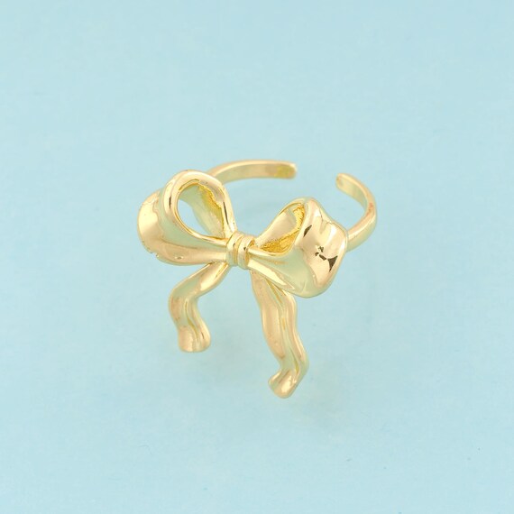 Gold Open Rings,Bow Jewelry Rings,Thin Rings Perfect Gift,18K Gold