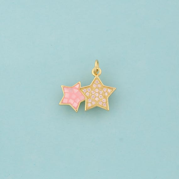 Gold CZ Star Charms,Star Jewelry,Star Pendant for DIY Jewelry Making,18K Gold