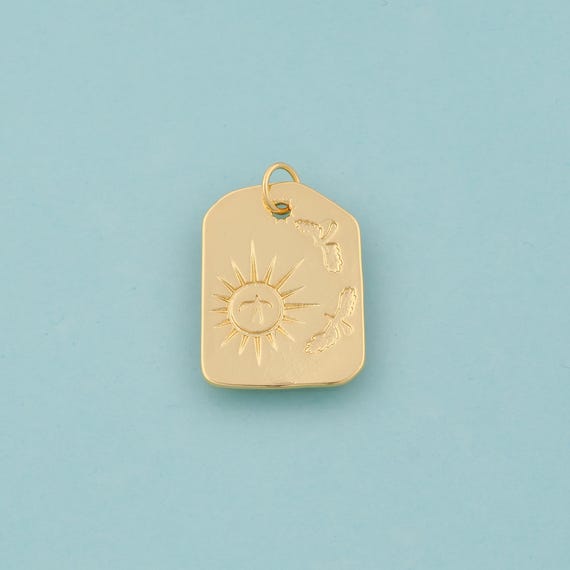 Gold Sun Charms,Bird Jewelry,Tag Pendant for DIY Jewelry Making,18K Gold