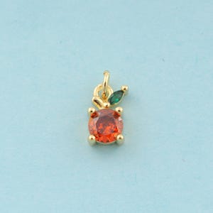 Gold CZ Orange Charms,Fruit Jewelry,Orange Pendant for DIY Jewelry Making,18K Gold