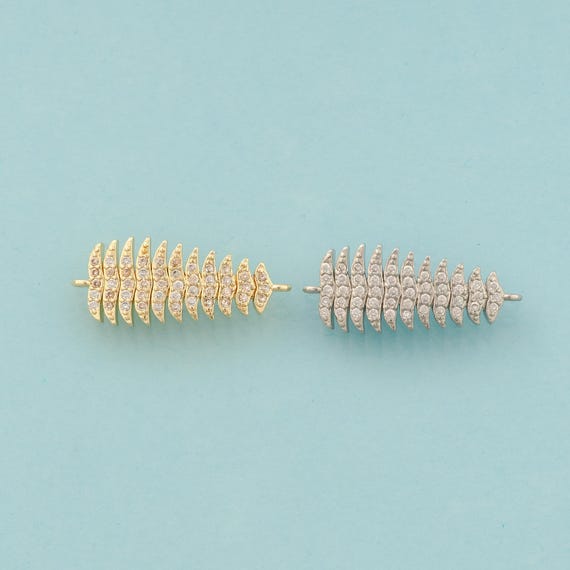 Gold CZ Coral Connector,Coral Jewelry Connector,Coral Connector for DIY Jewelry Making,18K Gold