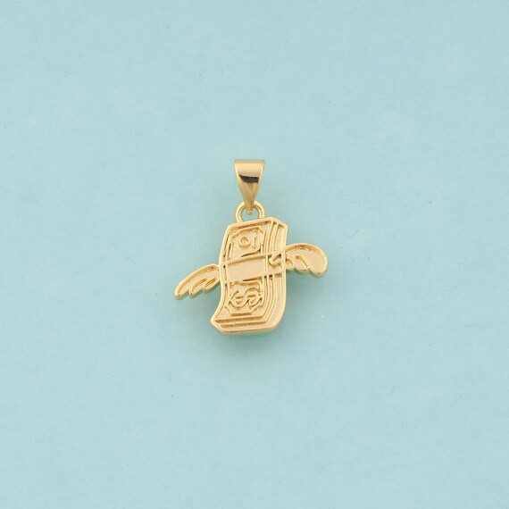 Gold Dollar Charms,Money Jewelry,Angel Wings Pendant for DIY Jewelry Making,18K Gold