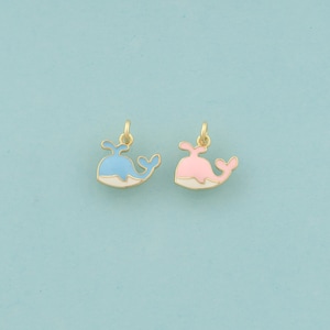 Dijes de ballena de oro, joyería de vida marina, colgante de ballena esmaltado para hacer joyas DIY, oro de 18 quilates