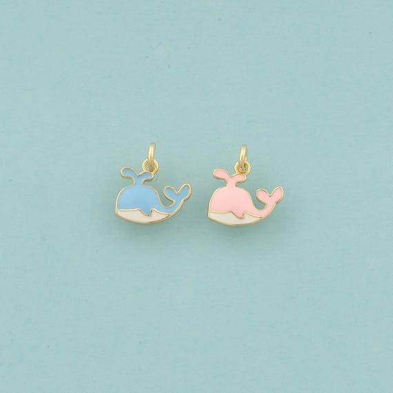 Gold Whale Charms,Marine Life Jewelry,Enamel Whale Pendant for DIY Jewelry Making,18K Gold