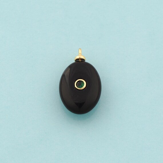 Gold Energy Stone Charms,Natural Stone Jewelry,Black Agate Pendant for DIY Jewelry Making,18K Gold