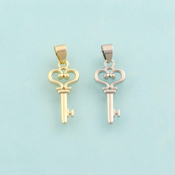Gold Key Charms,Key Jewelry,Key Pendant for DIY Jewelry Making,18K Gold