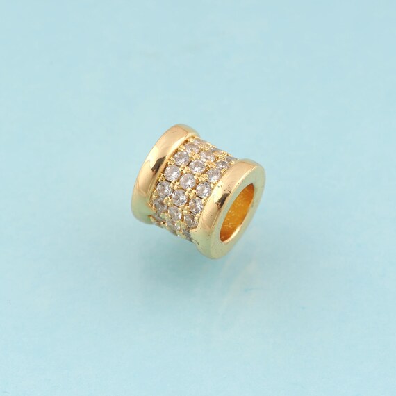 CZ Tube Spacer Beads,Wide Beads,Large Hole Beads for DIY Jewelry Making,18K Gold