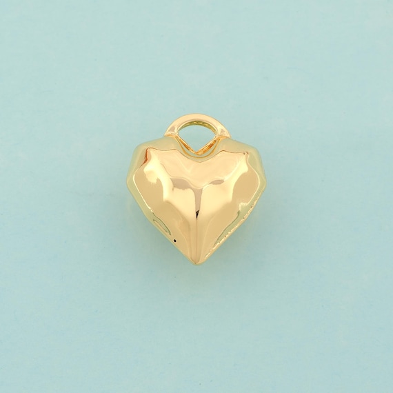 Gold Puffed Heart Charms,Love Jewelry,Heart Pendant for DIY Jewelry Making,18K Gold