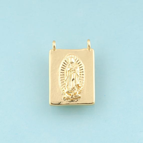 Gold Virgin Mary Charms,Religious Jewelry,Catholic Pendant for DIY Jewelry Making,18K Gold