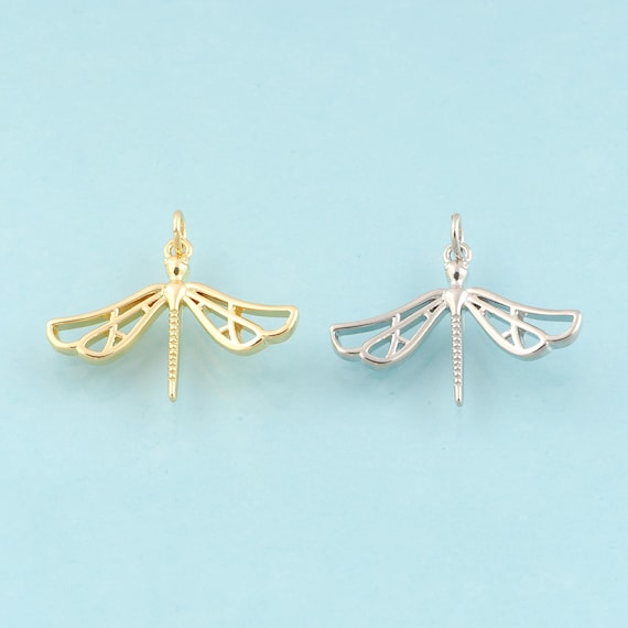Gold Dragonfly Charms,Insect Jewelry,Dragonfly Pendant for DIY Jewelry Making,18K Gold & Rhodium
