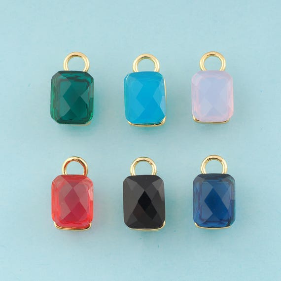 Gold Solitaire Charms,Square Jewelry,Square Pendant for DIY Jewelry Making,18K Gold