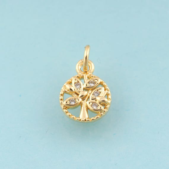 5 pcs Gold CZ Tree of Life Charms,Tree of Life Jewelry,Tree of Life Pendant for DIY Jewelry Making,18K Gold