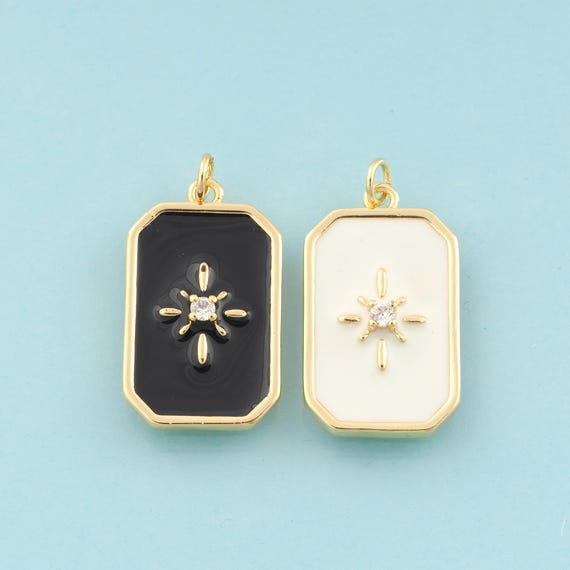 Gold CZ Polaris Charms,Star Jewelry,Enamel Polaris Pendant for DIY Jewelry Making,18K Gold