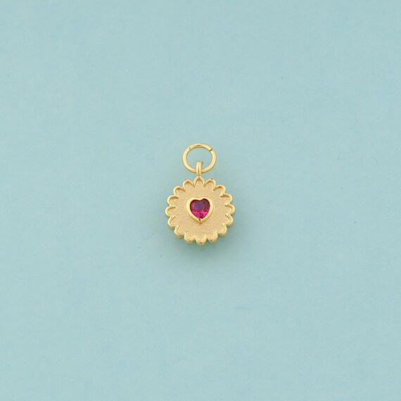 Gold CZ Heart Charms,Love Jewelry,Flower Pendant for DIY Jewelry Making,18K Gold